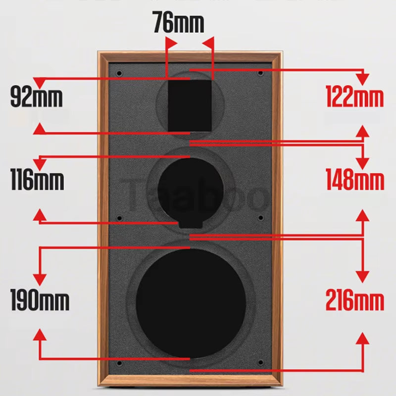 Customizable 8" Three-Way Labyrinth Speaker Box - DIY Wooden Bookshelf Passive Speakers for HiFi Audio