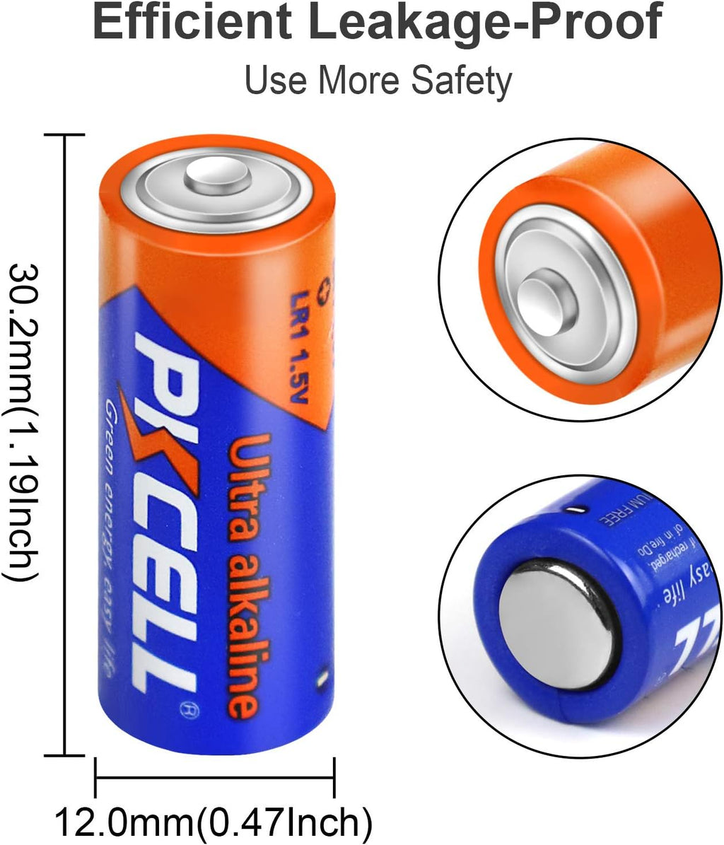 N Size 1.5V Alkaline Batteries, 20 Pack Ultra Long-Lasting MN9100/E90/LR1 Medical Battery for Medical Devices, GPS Trackers, Flashlights, Key Fobs, 10-Year Shelf Life