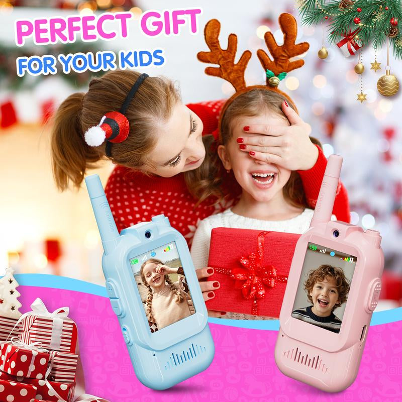 Aontess Kids Video Walkie Talkies Toys- 2 Pack, Long Range,No Internet Connection Required, with Camera, Ideal for 3 - 12 Year Olds, Perfect for Outdoor Play & Indoor Fun,Holiday Gifts for Children, Christmas Gifts