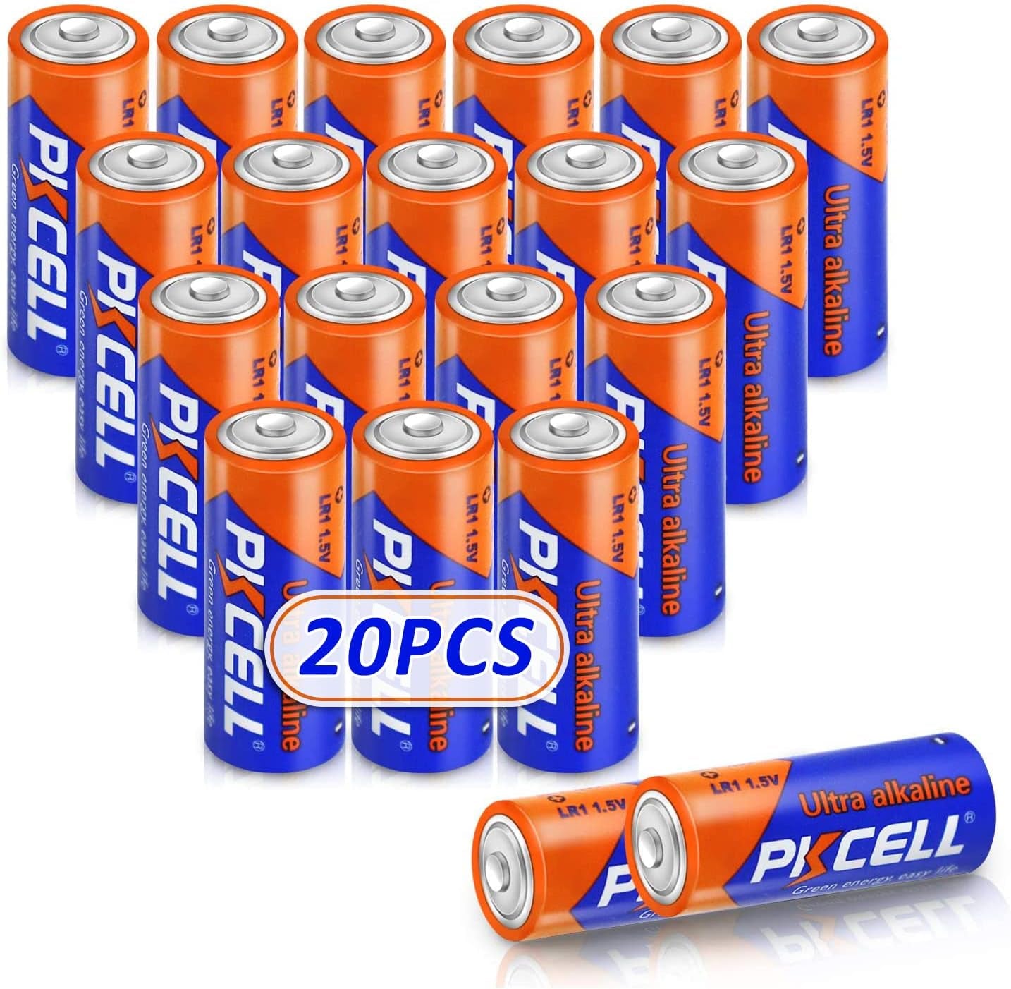 N Size 1.5V Alkaline Batteries, 20 Pack Ultra Long-Lasting MN9100/E90/LR1 Medical Battery for Medical Devices, GPS Trackers, Flashlights, Key Fobs, 10-Year Shelf Life