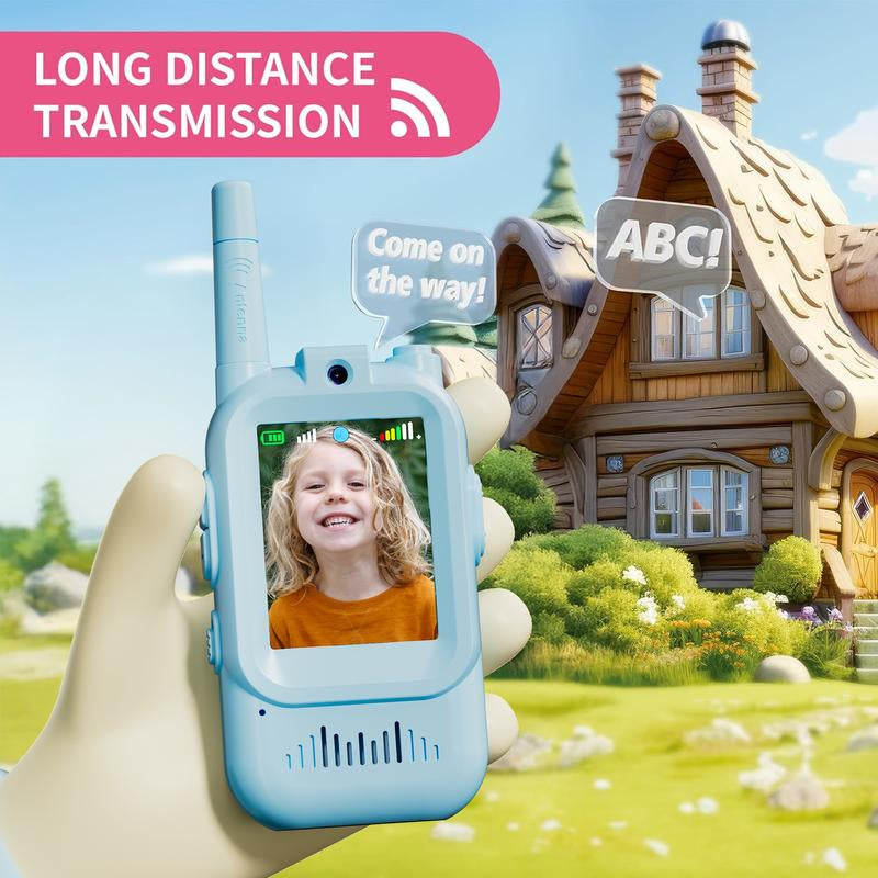 Aontess Kids Video Walkie Talkies Toys- 2 Pack, Long Range,No Internet Connection Required, with Camera, Ideal for 3 - 12 Year Olds, Perfect for Outdoor Play & Indoor Fun,Holiday Gifts for Children, Christmas Gifts